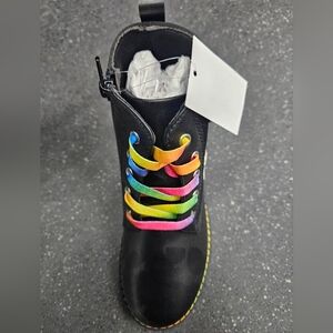 Dream Pairs Girls Western Ankle Boots Black Embroidered Cutout Big Kid